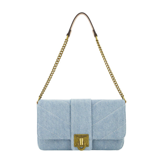 DENIM BRASS HARDWARE FLAP BAG SIZE ONE SIZE