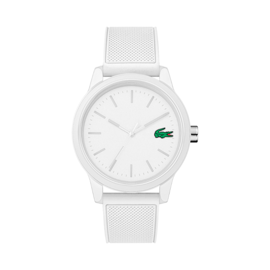 LACOSTE MENS L.12.12 WHITE SILICON STRAP WATCH